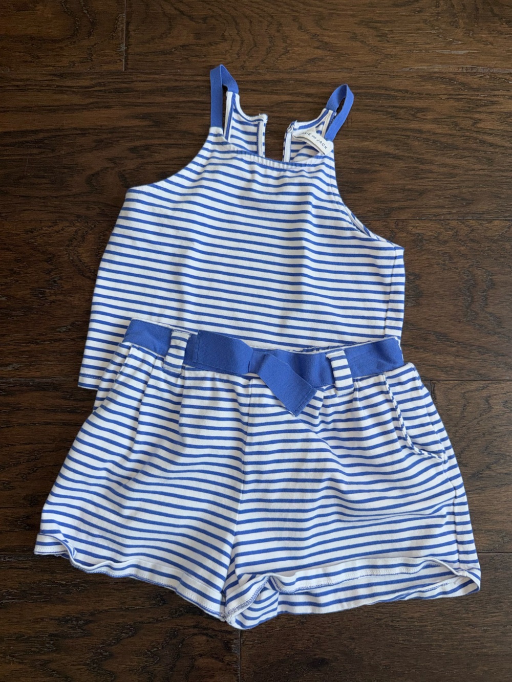 Janie and Jack Blue and White Striped Tank & Shorts Set